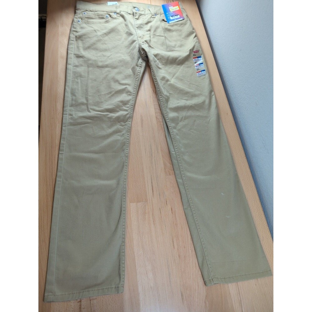 NWT Levi's 511 Slim Stretch Pants Mens 34x32 Khaki Tan Twill Chino Trousers
